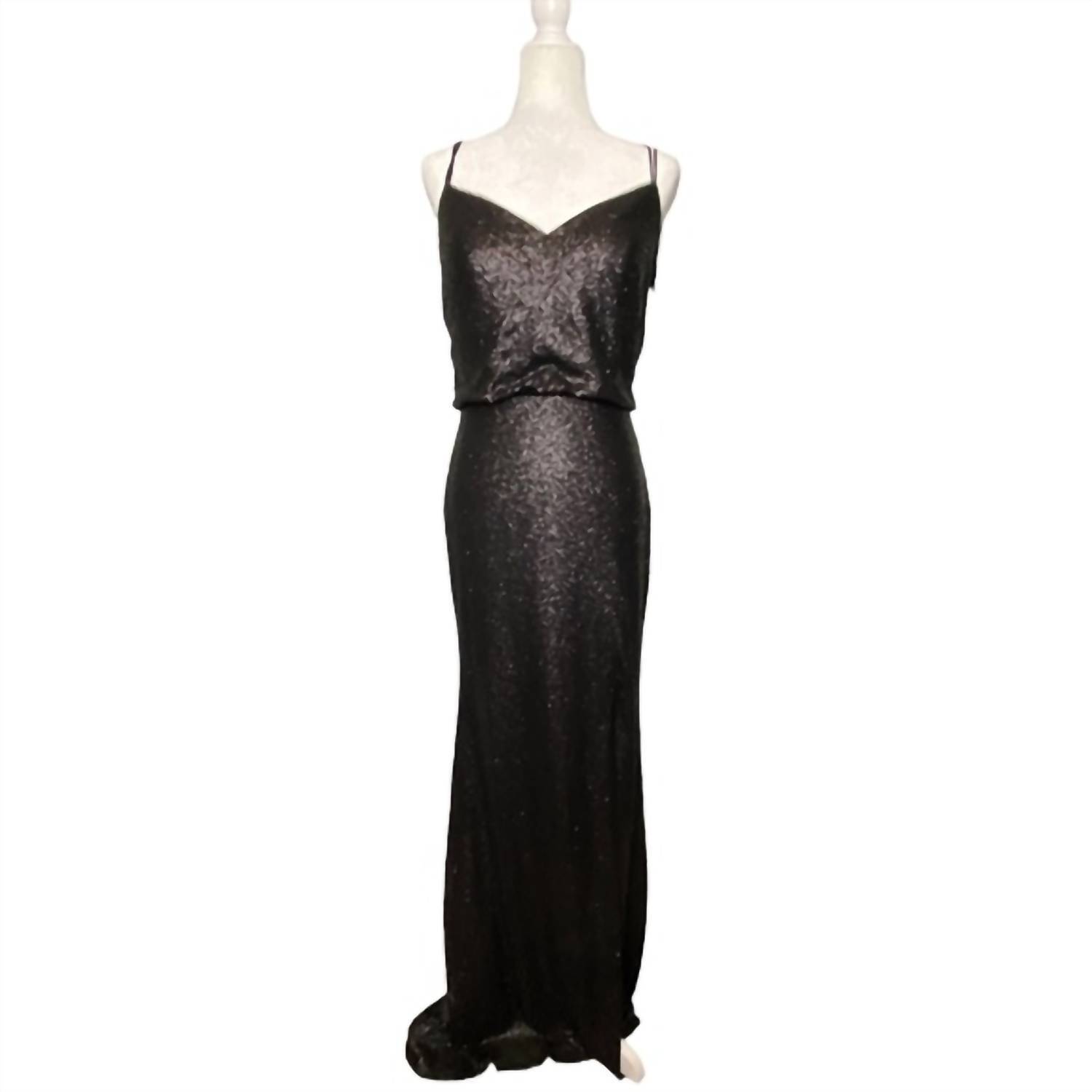 New Christina Wu Women's Sequined Dress In Black Matte